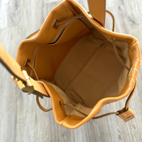 Burberry London Vintage Mustard Yellow Leather Mini Bucket Shoulder Bag - Picture 7 of 13